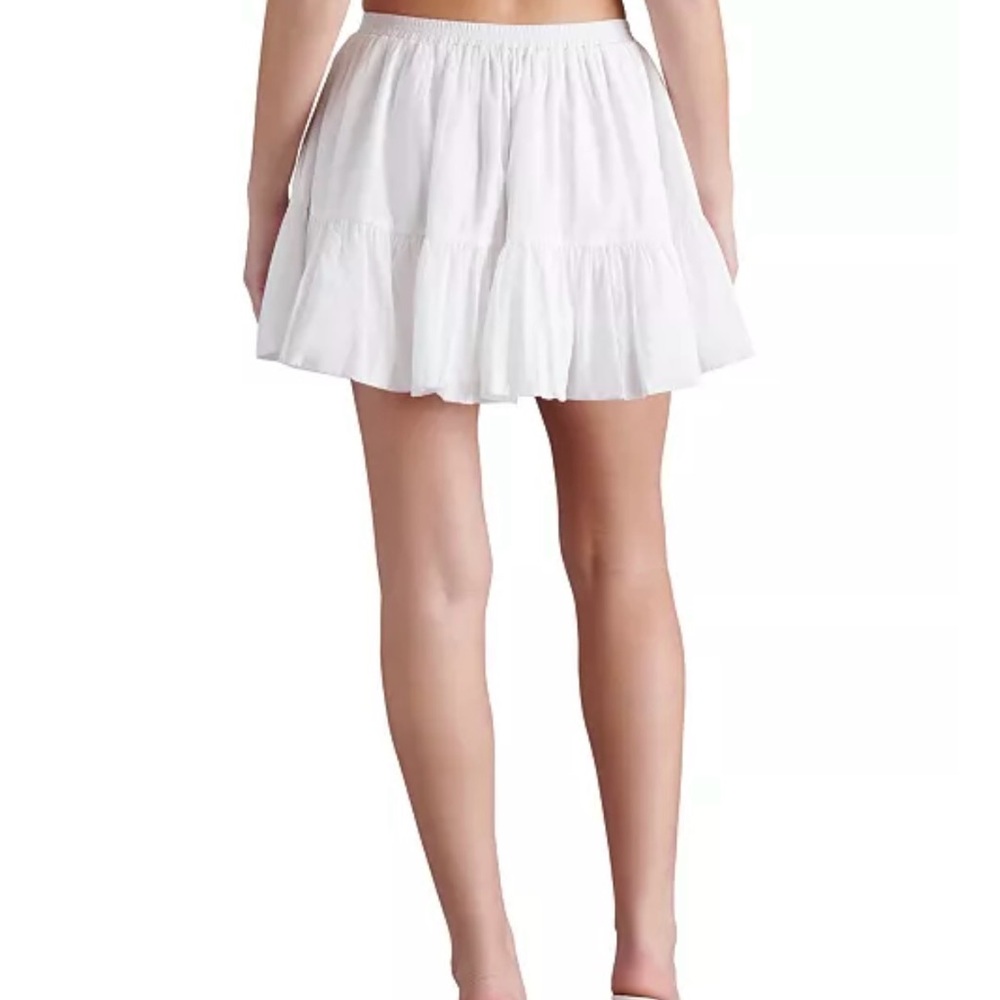 Steve Madden Women’s Aisha White Balloon Poplin Tiered Miniskirt NWOT Size L